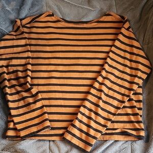 Everlane Orange and Black Striped Shirt In Good Condition